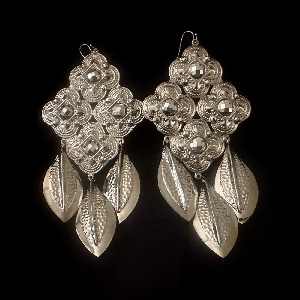 VERY LARGE statement Silver earrings
